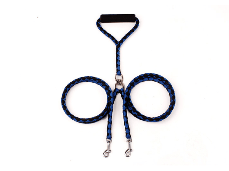 Dual Dog Leash.  Hand-Knitted Braided Rope