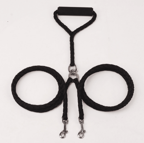 Dual Dog Leash.  Hand-Knitted Braided Rope