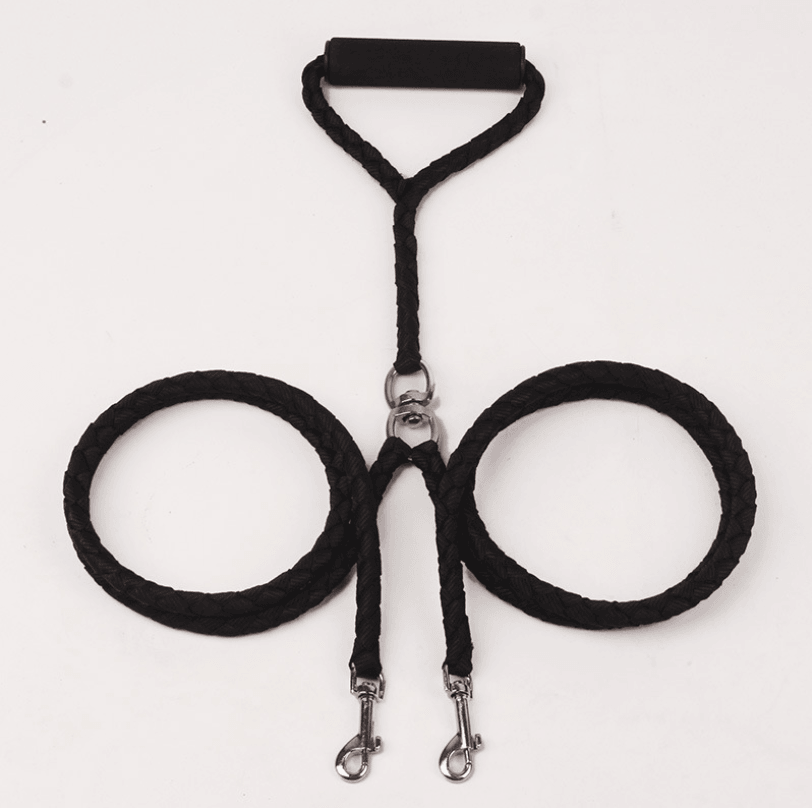 Dual Dog Leash.  Hand-Knitted Braided Rope