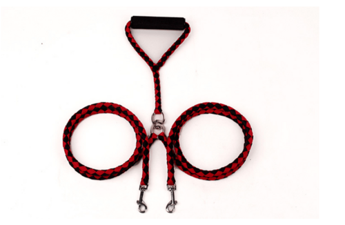 Dual Dog Leash.  Hand-Knitted Braided Rope