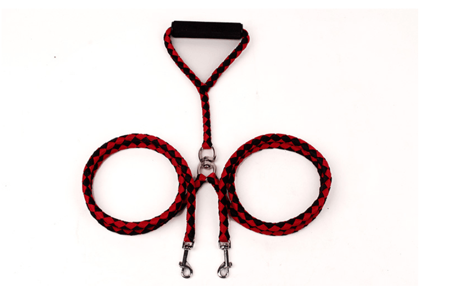 Dual Dog Leash.  Hand-Knitted Braided Rope