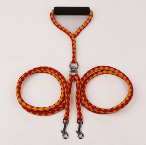 Dual Dog Leash.  Hand-Knitted Braided Rope