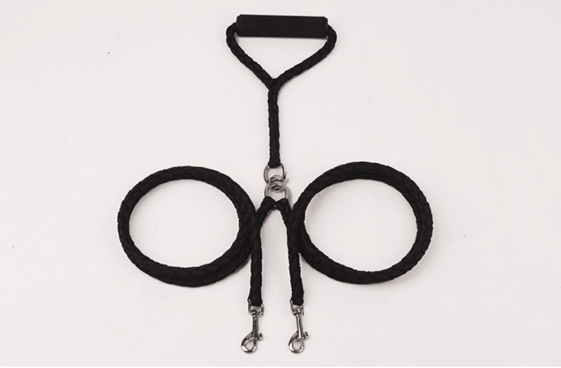 Dual Dog Leash.  Hand-Knitted Braided Rope